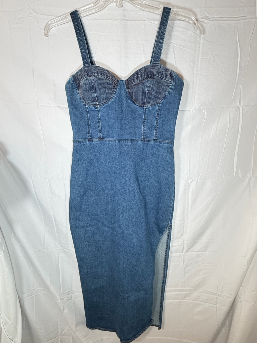 Forever 21 Denim Bustier Midi Dress